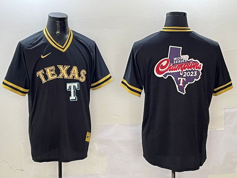 Men Texas Rangers Blank Black Gold Game 2025 Nike MLB Jersey style 6